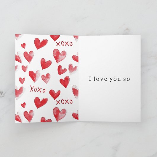 Carte Coeurs rouges XOXO Love (Intérieur)