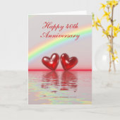 Carte Coeurs rubis du 40e anniversaire (Tall) (Fleur jaune)