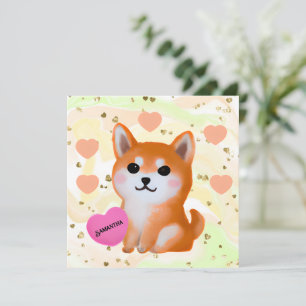 Carte Coeurs Shiba Inu mignons   Pour Amoureux des chien