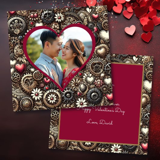 Carte Coeurs Steampunk personnalisés Saint Valentin