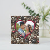 Carte Coeurs Steampunk personnalisés Saint Valentin (Debout devant)