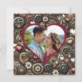 Carte Coeurs Steampunk personnalisés Saint Valentin (Devant)