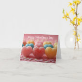 Carte Coeurs Suger colorés Salutation de Valentine (Fleur jaune)