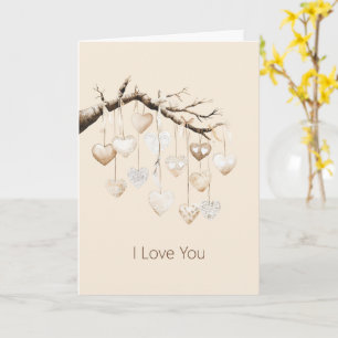 Carte Cœurs sur branche d'arbre Amour