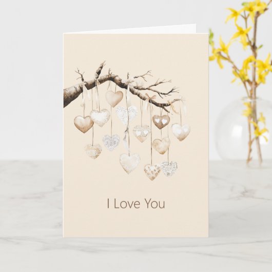 Carte Cœurs sur branche d'arbre Amour (Fleur jaune)