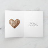 Carte Cœurs Tissés Marron Rustique Anniversaire (Intérieur)