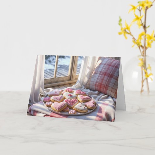 Carte Coeurs Valentin Cookies Sur Couverture (Fleur jaune)