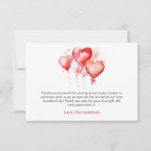 Carte Coeurs Valentine Baby shower amoureux Merci (Devant)