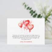 Carte Coeurs Valentine Baby shower amoureux Merci (Debout devant)