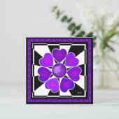 Carte Cœurs violets battants en N&B (Debout devant)