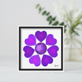 Carte Cœurs violets battants en N&B (Debout devant)
