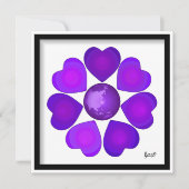 Carte Cœurs violets battants en N&B (Devant)
