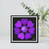 Carte Cœurs violets battants en N&B (Debout devant)
