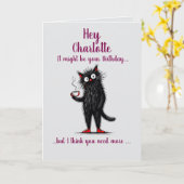 Carte Coffee Cat Plier Anniversaire (Fleur jaune)