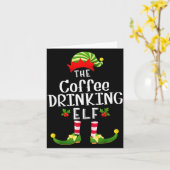 Carte Coffee Drinking Christmas Elf Matching Pajama X-ma (Fleur jaune)