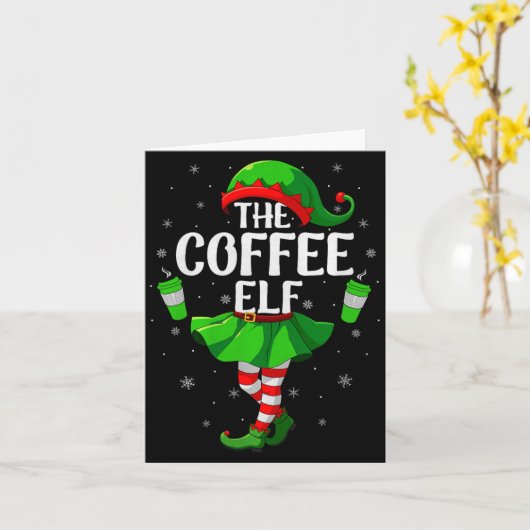 Carte Coffee Elf Christmas Girls Women Elf Squad Xmas Fa (Fleur jaune)
