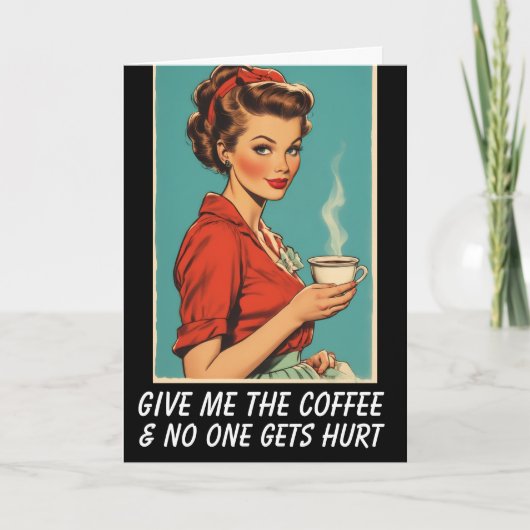 Carte COFFEE HELLO RETRO HOUSEWIFE Greeting Card (Devant)