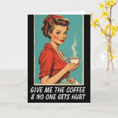 Carte COFFEE HELLO RETRO HOUSEWIFE Greeting Card (Fleur jaune)