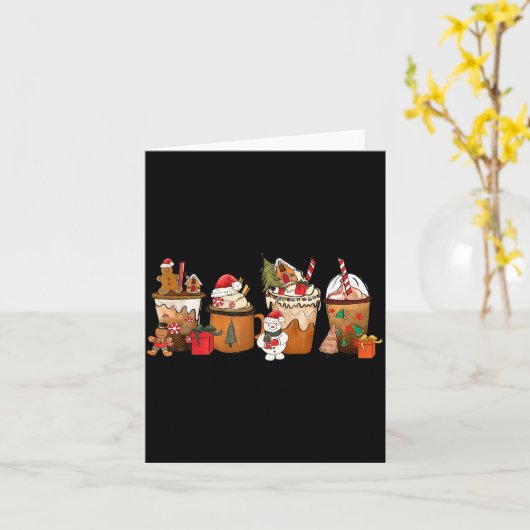 Carte Coffee Hot Cocoa Merry Christmas Xmas Family Pajam (Fleur jaune)