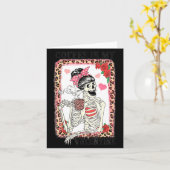 Carte Coffee Is My Valentine Skeleton Messy Leopard Bun (Fleur jaune)