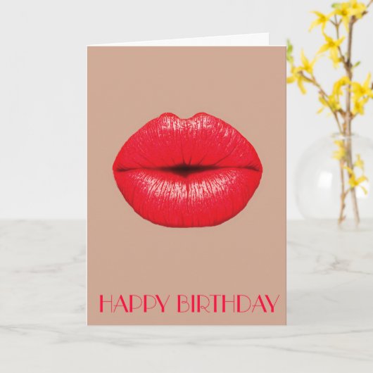 Carte Coffee Lips baiser pop art Joyeux anniversaire (Fleur jaune)