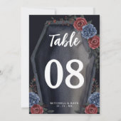 Carte Coffin Floral Gothic Wedding Table Number (Dos)