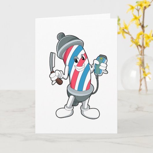 Carte Coiffeur avec rasoir (Fleur jaune)