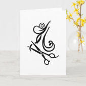 Carte Coiffeur de ciseaux de cheveux (Fleur jaune)