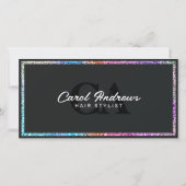 Carte Coiffeur Moderne Paillettes Arc-en-Ciel (Dos)