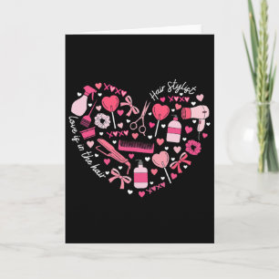 Carte Coiffeur Saint-Valentin Cœur Cosmétique Coiffeuse