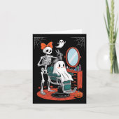 Carte Coiffeur squelette d'Halloween Coiffeuse (Devant)