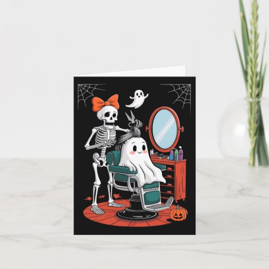 Carte Coiffeuse Squelette Halloween (Devant)