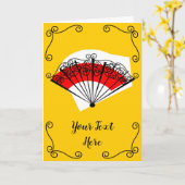 Carte Coins de ventilateur espagnol Deux textes verticau (Fleur jaune)