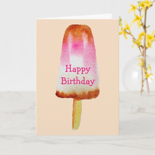 Carte Cola popsicle mignon Aquarelle d'été (Fleur jaune)