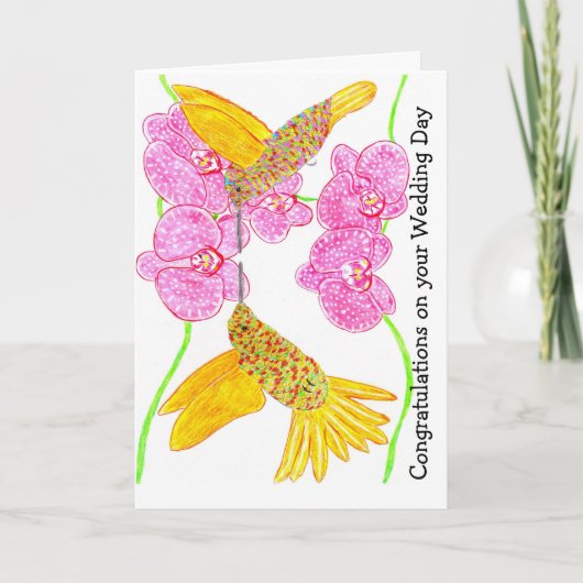 Carte Colibri aimant Jour de mariage (Devant)