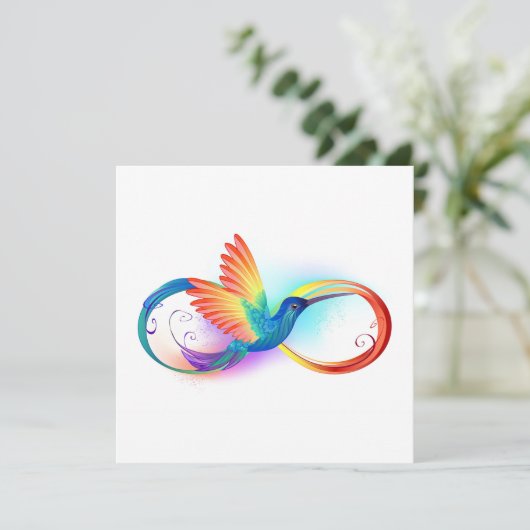 Carte Colibri arc-en-ciel avec symbole Infinity (Debout devant)