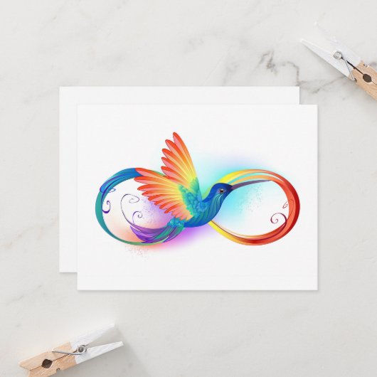 Carte Colibri arc-en-ciel avec symbole Infinity (Devant/Arrière en situation)