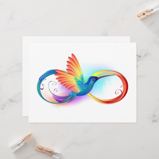 Carte Colibri arc-en-ciel avec symbole Infinity (Devant/Arrière en situation)