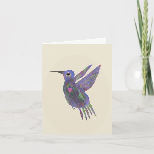 Carte Colibri avec Cœur (Devant)