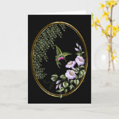 Carte Colibri avec Fleurs 3 Blank Greeting Card (Fleur jaune)