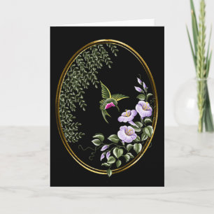 Carte Colibri avec Fleurs 3 Blank Greeting Card