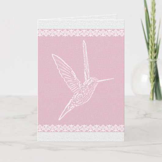 Carte Colibri blanc et rose (Devant)