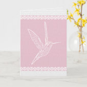 Carte Colibri blanc et rose (Fleur jaune)