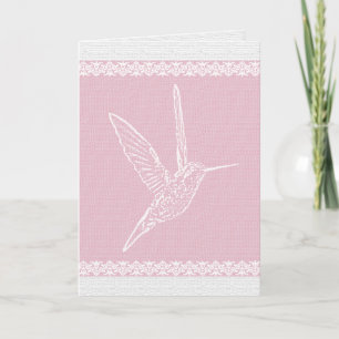 Carte Colibri blanc et rose