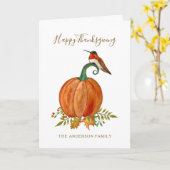 Carte Colibri et Citrouille Thanksgiving (Fleur jaune)