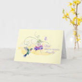 Carte Colibri et papillon inspirant (Fleur jaune)