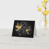 Carte Colibri noir et or (Fleur jaune)