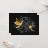 Carte Colibri noir et or (Devant/Arrière en situation)