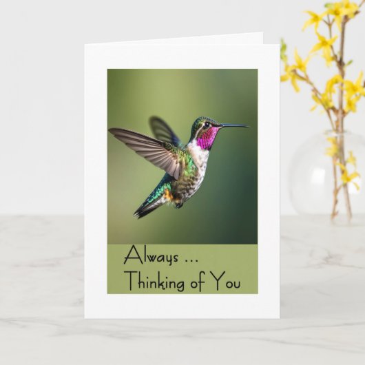 Carte Colibri Pensez à vous - Blank Inside (Fleur jaune)