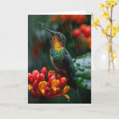 Carte Colibri perché sur une fleur vive (Fleur jaune)